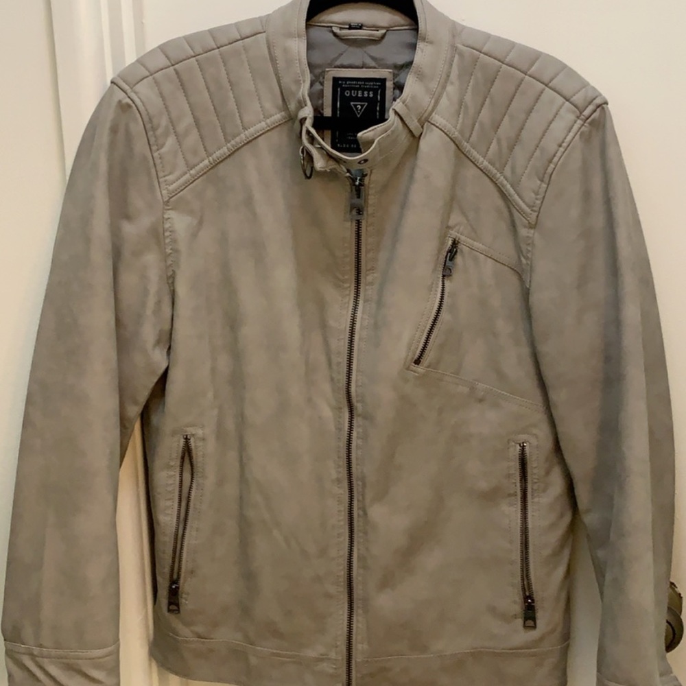 GUESS Suede Leather Biker Jacket, size L